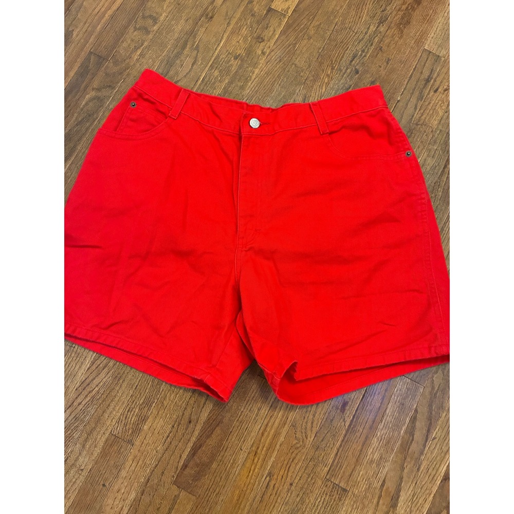 Vintage Gitano High Waisted Red Denim Shorts Size 18 Cotton 90s Mom Shorts